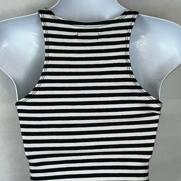 Abercrombie and Fitch Womens Tank Crop Top Striped Black and White Shirt Size S - Picture 3 of 4